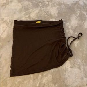 Sheer brown swim cover up bottom with drawstring New w/o tag